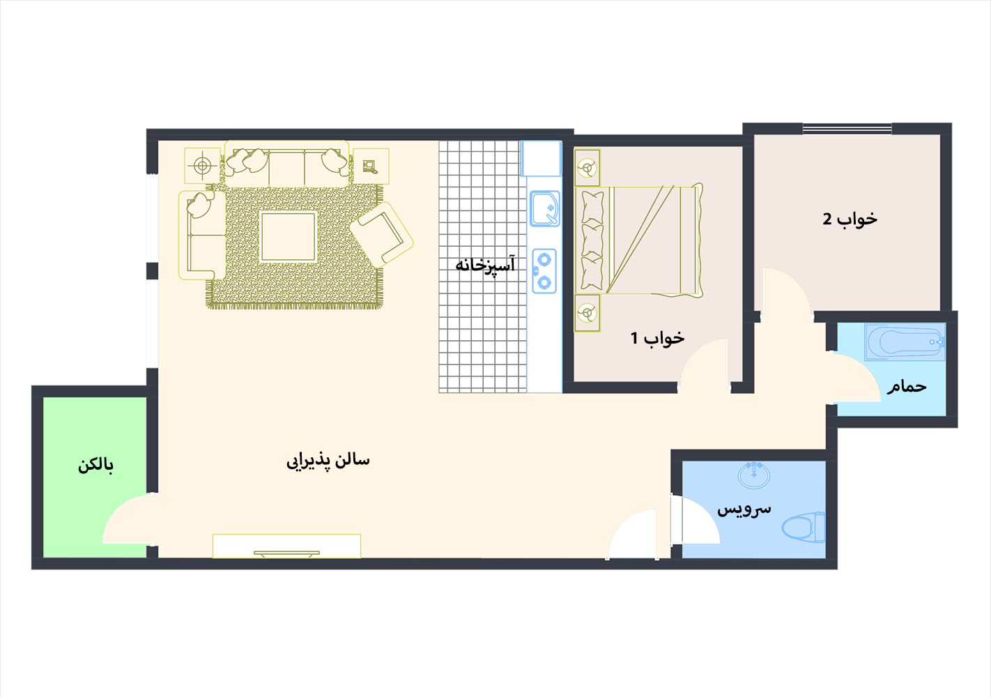 پلان یا تصویر واحد خانه 120 متری خیابان سلیمانی
